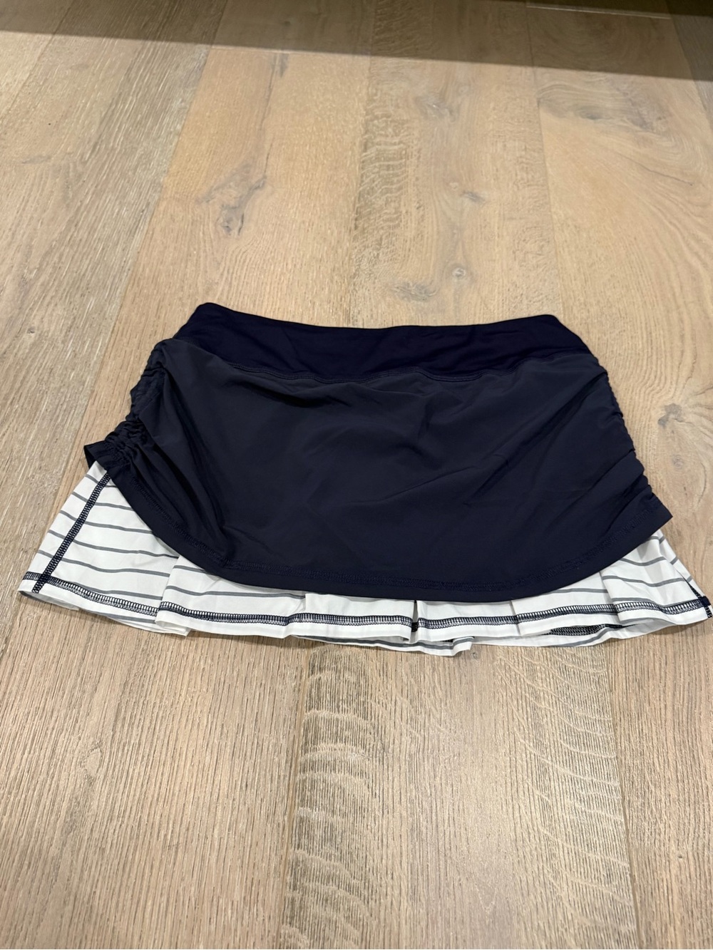 Lululemon Navy Layered Running Skirt with Striped Underskirt